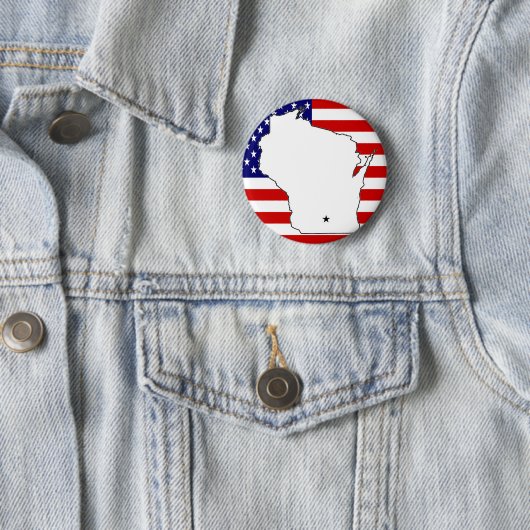 WISCONSIN MAP RONDE BUTTON 5,7 CM (In situ)