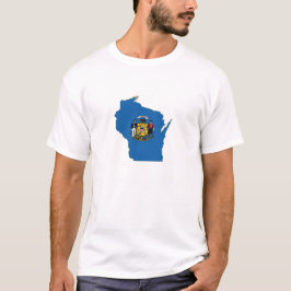 Wisconsin Map Shaped State Flag Wisconsinite Love T-shirt