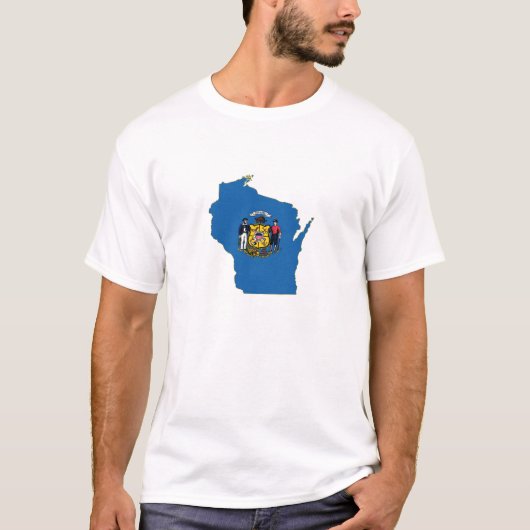 Wisconsin Map Shaped State Flag Wisconsinite Love T-shirt (Voorkant)