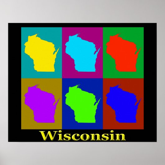 Wisconsin Map Silhouette Poster (Voorkant)