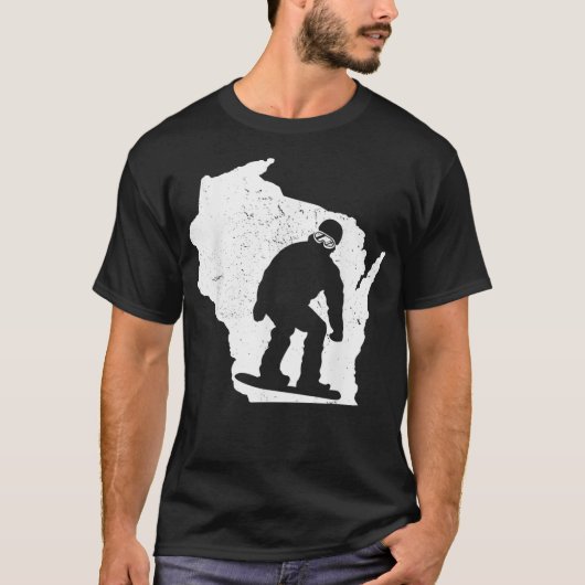 Wisconsin Map Snowboarding Design Snowboarder Extr T-shirt (Voorkant)