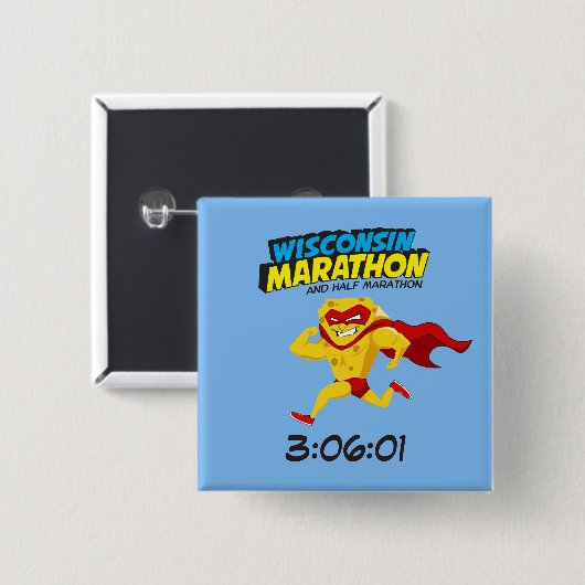 Wisconsin Marathon Post-Marathon Vierkante Button 5,1 Cm (Voorkant /achterkant)