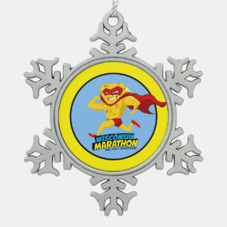 Wisconsin Marathon Race Day Tin Sneeuwvlok Ornament