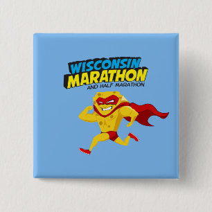 Wisconsin Marathon Race Day Vierkante Button 5,1 Cm