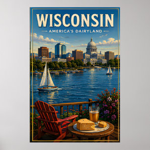 Wisconsin Meerfront Skyline Grote Meren Schoonheid Poster