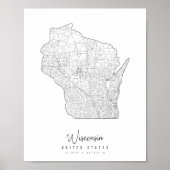 Wisconsin Minimal Street Map Poster (Voorkant)