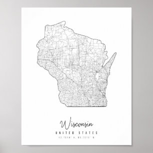 Wisconsin Minimal Street Map Poster