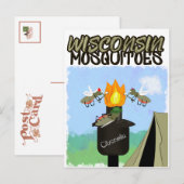 Wisconsin Mosquitoes Cartoon - Camping by Tiki Aankondigingskaart (Voorkant / Achterkant)