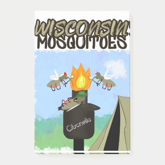 Wisconsin Mosquitoes Cartoon - Camping by Tiki Post-it® Notes (Voorkant)