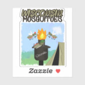 Wisconsin Mosquitoes Cartoon - Camping by Tiki Sticker (Vel)
