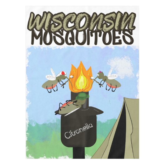 Wisconsin Mosquitoes Cartoon - Camping by Tiki Tafelkleed (Voorkant)