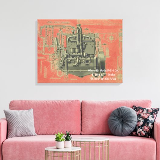 Wisconsin Motor Milwaukee Wisconsin Engine Early K Canvas Afdruk (Insitu (Woonkamer))