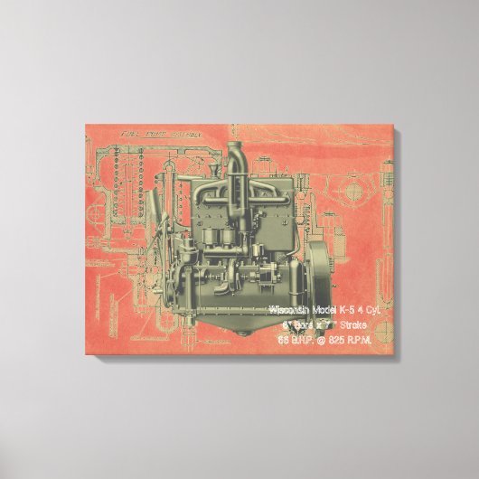 Wisconsin Motor Milwaukee Wisconsin Engine Early K Canvas Afdruk (Voorkant)