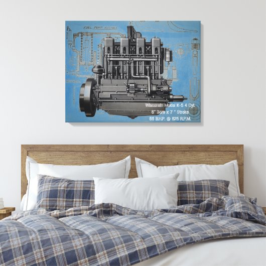 Wisconsin Motor Milwaukee Wisconsin Engine Early K Canvas Afdruk (Insitu (Slaapkamer))