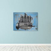 Wisconsin Motor Milwaukee Wisconsin Engine Early K Canvas Afdruk (Insitu (Houten vloer))