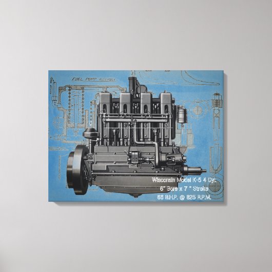 Wisconsin Motor Milwaukee Wisconsin Engine Early K Canvas Afdruk (Voorkant)