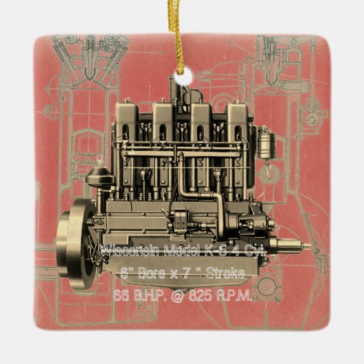 Wisconsin Motor Milwaukee Wisconsin Engine Early K Keramisch Ornament (Voorkant)