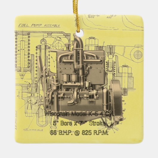 Wisconsin Motor Milwaukee Wisconsin Engine Early K Keramisch Ornament (Voorkant)