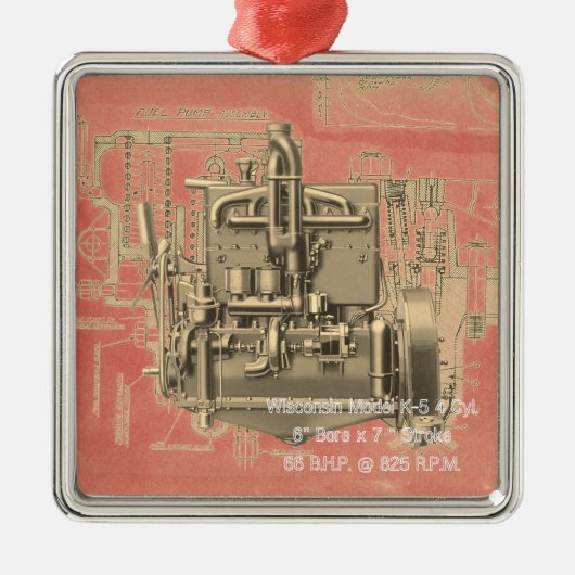 Wisconsin Motor Milwaukee Wisconsin Engine Early K Metalen Ornament (Voorkant)