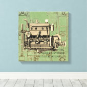 Wisconsin Motor Milwaukee Wisconsin gasmotor B-3 Canvas Afdruk (Insitu (Houten vloer))