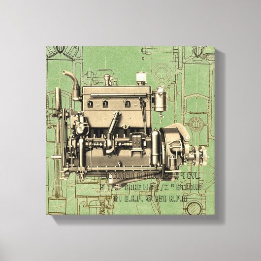 Wisconsin Motor Milwaukee Wisconsin gasmotor B-3 Canvas Afdruk (Voorkant)