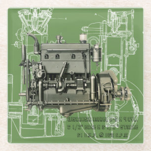 Wisconsin Motor Milwaukee Wisconsin gasmotor B-3 Glazen Onderzetter