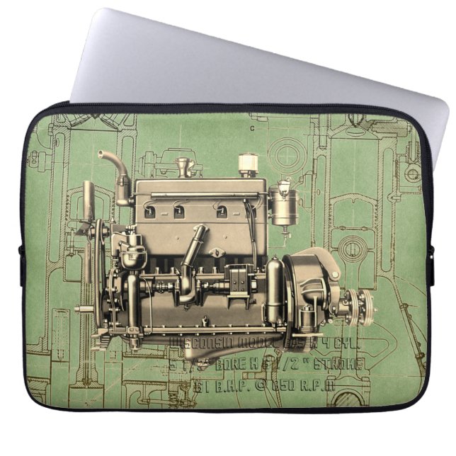 Wisconsin Motor Milwaukee Wisconsin gasmotor B-3 Laptop Sleeve (Voorkant)