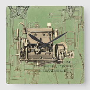 Wisconsin Motor Milwaukee Wisconsin gasmotor B-3 Vierkante Klok