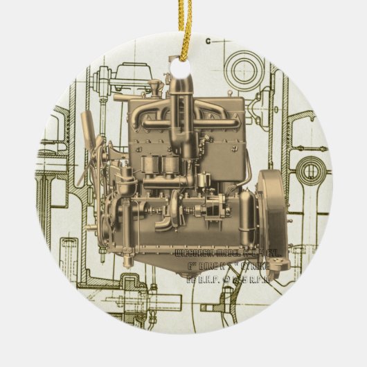 Wisconsin Motor Milwaukee Wisconsin gasmotor K5 Keramisch Ornament (Voorkant)