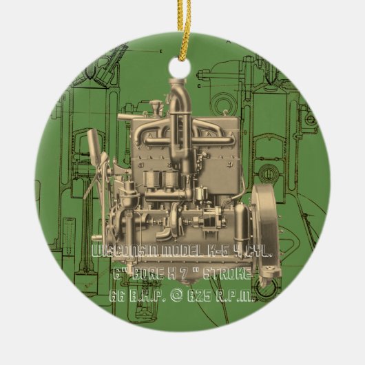 Wisconsin Motor Milwaukee Wisconsin gasmotor K Keramisch Ornament (Voorkant)