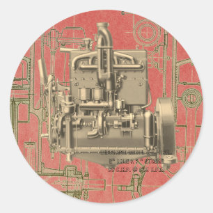 Wisconsin Motor Milwaukee Wisconsin gasmotor K Ronde Sticker