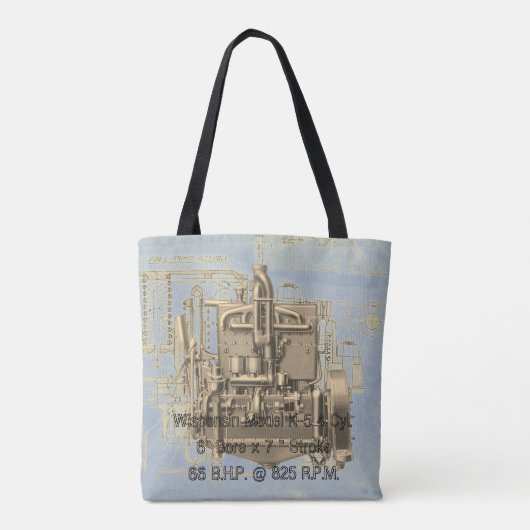 Wisconsin Motor Milwaukee Wisconsin gasmotor K Tote Bag (Achterkant)