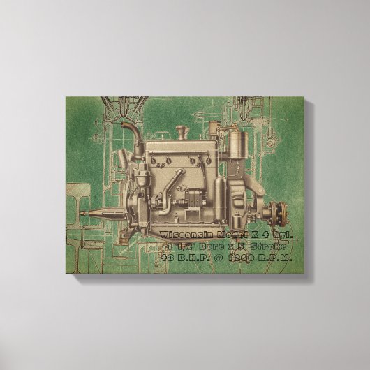 Wisconsin Motor Milwaukee Wisconsin gasmotor X Canvas Afdruk (Voorkant)