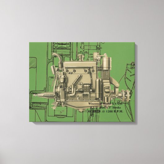 Wisconsin Motor Milwaukee Wisconsin gasmotor X Canvas Afdruk (Voorkant)