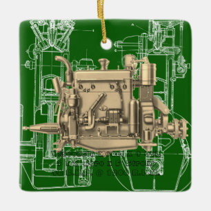 Wisconsin Motor Milwaukee Wisconsin gasmotor X Keramisch Ornament