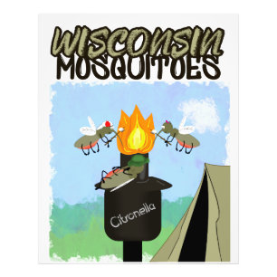 Wisconsin Muggen Cartoon - Kamperen door Tiki Foto Afdruk