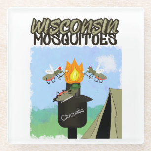 Wisconsin Muggen Cartoon - Kamperen door Tiki Glazen Onderzetter
