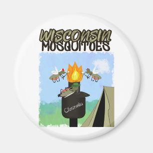 Wisconsin Muggen Cartoon - Kamperen door Tiki Magneet