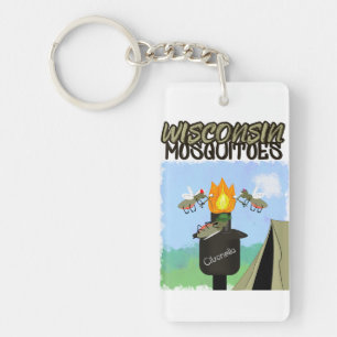 Wisconsin Muggen Cartoon - Kamperen door Tiki Sleutelhanger