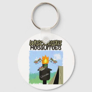 Wisconsin Muggen Cartoon - Kamperen door Tiki Sleutelhanger