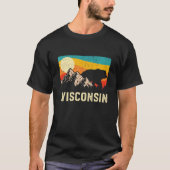 Wisconsin Natuur Wilde Beer Retro Sunset Hiking T-shirt (Voorkant)