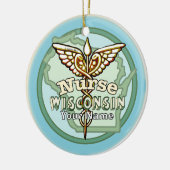 Wisconsin Nurse Caduceus Keramisch Ornament (Links)