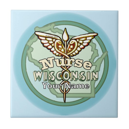 Wisconsin Nurse Caduceus Tegeltje (Voorkant)