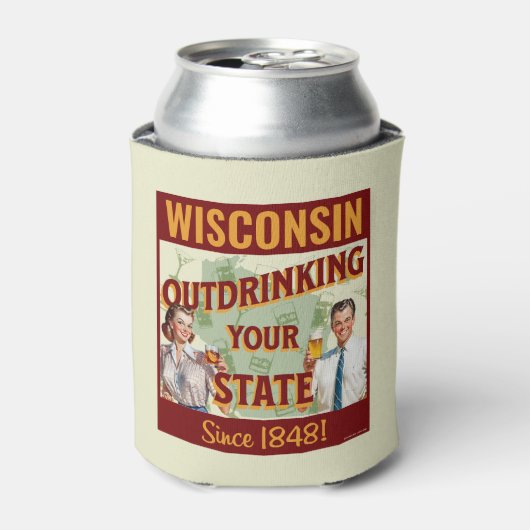Wisconsin overdrinkt uw toestand sinds 1848 blikjeskoeler (Blikje Voorkant)