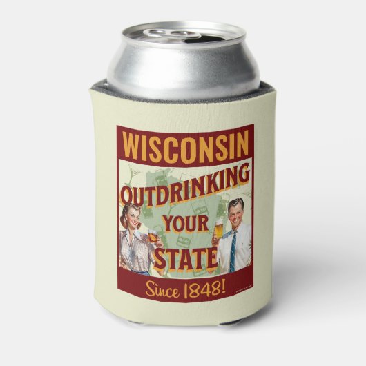 Wisconsin overdrinkt uw toestand sinds 1848 blikjeskoeler (Blikje Achterkant)
