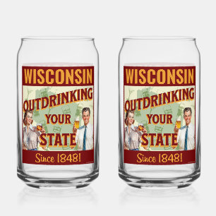 Wisconsin overdrinkt uw toestand sinds 1848 blikvorm glas