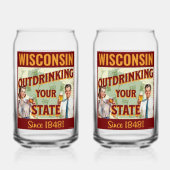 Wisconsin overdrinkt uw toestand sinds 1848 blikvorm glas (Achterkant)