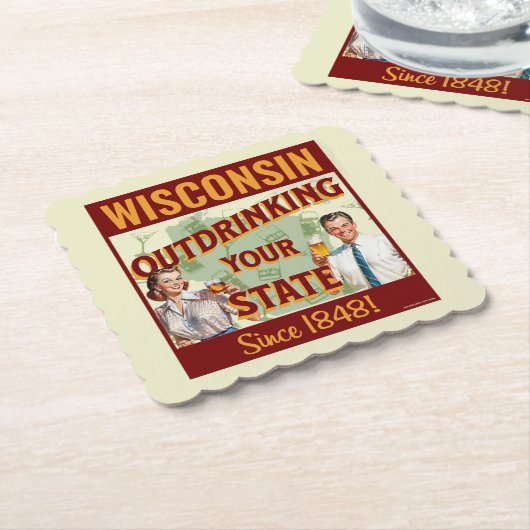Wisconsin overdrinkt uw toestand sinds 1848 kartonnen onderzetters (Gebogen)