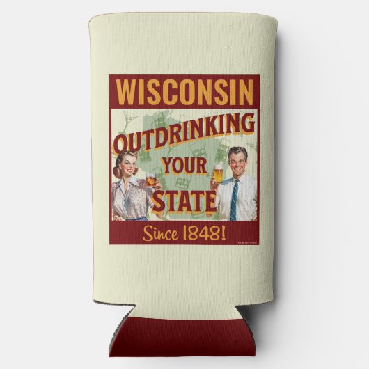 Wisconsin overdrinkt uw toestand sinds 1848 seltzer blikjeskoeler (Achterkant)