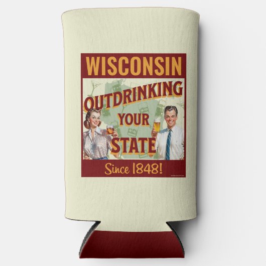 Wisconsin overdrinkt uw toestand sinds 1848 seltzer blikjeskoeler (Voorkant)